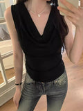 Ins Pure Hottie Sexy Sleeveless Collar Vest T-Shirt Girl Summer New Sweet Hot Shirt