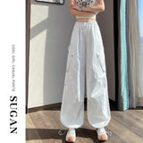 Workwear Women's 2025 New Summer Thin High-Waisted Loose Thin Leisure Sports Climbing Trousers #2232