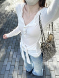 Spice Girls Tied With V-Neck Long-Sleeved T-Shirt Girl In Spring And Autumn 2026 New Simple Sun Protection Cover Shirt Tide