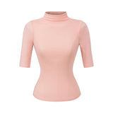 Pure Lustful Breeze High-Necked Mid-Sleeve T-Shirt Mid-Sleeve Bottom Short-Sleeved Top T-Shirt Inside The Body