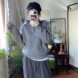 KANING Collar Half Zipper Pit Knitted Jersey Women 2026 Autumn New Korean Lazy Wind Cover Sweater Woman