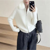 KANING Solid Colored Double Zipper Knitted Rial 2026 Autumn/Winter New Design Sweater Coat