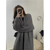 KANING Soft Languid Syringe Loose Knitted Cardigan Women 2026 Autumn And Winter New Wear Long Sweater Jacket