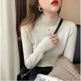 Autumn And Winter New Half-High-Collar Soft Sister Shirt 2026 New Design Sense Lazi Wind Bottom Sweater Woman