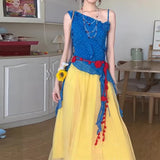Northern Xinjiang Prairie West Yunnan Dali Tourism Color Dopamine Life Force Wearing A Set Dress Xinjiang Woman