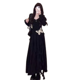 Large-Size French Small Black Dress Irregular Senior Sense Dress Women Autumn Fat MM Thin Sleeve Skirt