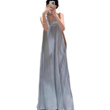 French Holiday Wind Faints With Open Shoulder V-Necked Dress Senior Sense Girl Summer This Year Popular Loose Long Dress