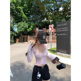 Korean Version Of Fashion Fashion Shoulder Long-Sleeved T-Shirt Women's New Winter Slim Slimming Niche Shirt Hottie Top