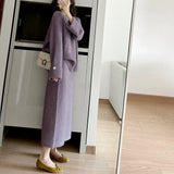 KANING Fashion Sweater Knitted Dress Two-Fash 2026 Autumn New Purple Jersey Sweater Knitted Set For Women