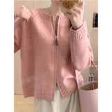 KANING Korean Version Of Loose Gentle Soft Soft Knitted Cardigan Women 2026 Autumn New Double Zipper Sweater Jacket