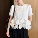 Sweet Wind Pink Short-Sleeved Bow Under The Pendulum Loose Top Woman 2026 Spring Reduced Princess Wind Jacket T-Shirt