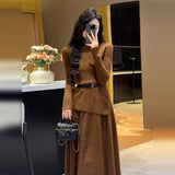 KANING Korean Knitwear Two Sets Of Atmosphere Feel Autumn And Winter New French High-End Sweater Half-Dress Skirt Set