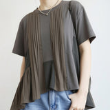 A Large Number Of Products Light Retro Chiffon Splicing Coat Women 2026 Summer New Set Of Short-Sleeved Shirt