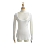 Micro-Permeable Long-Sleeved Top Woman 2025 Spring And Summer Pure Desire Hot Girl Lazy With Thin U-Neck Hoodie Sun Protection T-Shirt