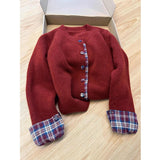 KANING Fake Two-Piece Round Collar Splicing Lattice Sweater 2026 Autumn New Korean Loose Leisure Knitted Open Shirt