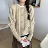 KANING Loose Knitted Cardigan Women 2026 Autumn And Winter New Korean Version Of The Round-Neck Sweater Outside