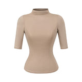 Pure Lustful Breeze High-Necked Mid-Sleeve T-Shirt Mid-Sleeve Bottom Short-Sleeved Top T-Shirt Inside The Body