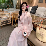 Seaside Holiday Wind Out-Of-Shoulder Dress Woman 2025 New French Gentle Wind Sweet Loose Fairy Dress