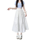 2025 New Summer Gentle Wind Bow Spliced Sweet White Dress Small One-Child Cake Long Skirt