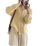 KANING Korean Version Of Double Zipper Knitted Cardigan 2026 Autumn And Winter New Loose Lazy Soft Sweater Woman