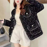 KANING Korean Small Fragrant Breeze Knitted Jacket 2026 Autumn And Winter New Escreide Sleeve Sweater Cardigan Shirt Top