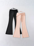 The Bow Naked Feeling Siloed Ass Micro-Slap Women 2025 Summer New High-Waist Broad Leg Pants Fashion Casual Trousers