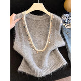 3.14 / Spring New XUAN XIAO JIE French Sweet Heavy Industry Flow Design Sense Knitting Vest
