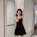 Black Sexy Pure Lust Wind Hanging Dress Women Summer New Small Man Showing Thin Hepburn Style A Short Skirt