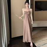 Gentle Atmosphere Feel Skinny Tective Dress Women In Early Spring Pure Desire To Slime Short Sleeves Long Skirt Dress Set