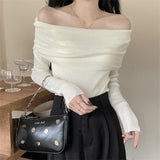 KANING French Gentle Shoulder Long-Sleeved Knit Shirt Women Early Autumn 2026 New Pure Lust Style Repair Body Dress Woman