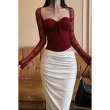 Fashiony Hottie Purple Square Collar Long-Sleeved T-Shirt Girl Spring New Slimming Inside A Hundred Blouse Tide
