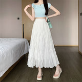 White Tight Waist Skirt A-Word Female Summer 2025 New High-Waist Leisure Temperament Long Skirt Tide