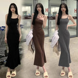 Sexy Pure Desire Sleeveless Dress Slings To Close The Waist-Daughter Summer Hottie Temperament Fishtail Ass Long Dress Female Tide