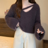 KANING Imitation Water Stinger Soft Glutinous Design Sweater 2026 Autumn And Winter New Simple Horse Sea Hair Sweater Female