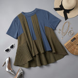 A Large Number Of Products Light Retro Chiffon Splicing Coat Women 2026 Summer New Set Of Short-Sleeved Shirt