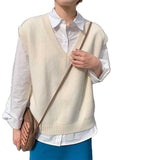 KANING Autumn New Folded Loose Retro Knitted Vest Women 2026 Autumn Dress Korean Version Of The Sweater Vest Women