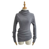 Autumn And Winter Half-Neck Long-Sleeved Knitted Top Girl Slimming Irregular Waist Long Bottom Sweater