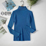 Spring And Autumn Blouse New Korean Version Of The Slime With High-Necked Long-Sleeved Bottom Shirt Thin Sweater Knitted Sweater Tide