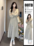 Korean Version Of Striped Long-Sleeved Shirt Dress Women's Dress Early Autumn New Waist Temperament Small Long Dress