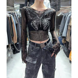 Fashiony Sexy Hottie Wind Collar Long-Sleeved T-Shirt Girl Winter New Slimming Inside A Short Top