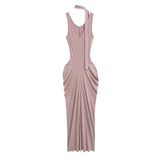 Pure Want To Miss Waist Retro Slim Long Sling Dress Women To Receive Waist Thin Vacation Vest Long Dress Summer