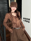 Vintage Niche Design Vibrus V-Neck Long-Sleeved T-Shirt Girl Spring And Autumn Chic Reduction Of The Ocean With Thin Hottie Tops