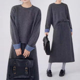 KANING French Lazy Sweater Set Autumn And Winter New Loose Temperament Thin Knitted Skirt Two-Piece