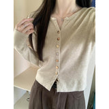 KANING Autumn's New Korean Version Of The Single-D Row Metal Buckle Temperament Knitted Cardigan Women's Short Sweater Coat