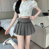 Purely Want Sweet And Spicy Bow Jk Folded Skirt Girl Summer New College Girl Group Half-Dress Skirt
