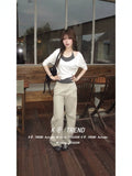 [People's Cotton] Han Really Two Pieces Wearing V-Neck Middle Sleeve T-Shirts For Summer Hottie Vests