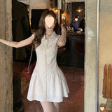 New Korean Version Of Student Polo Collar Dress Hot Girl Slimming Dress Women's Sleeveless Shirt Skirt