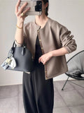 2026 Spring And Autumn New Loose Leisure Round-Neck Shirt High Quality Thick Fabric