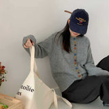 KANING Design Single Rehearsal Buckle Knitted Cardigan Women 2026 Autumn New High-End Sense Age-Retro-Altying Sweater Outside