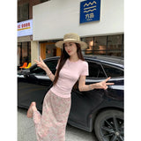 French Fragile Chiffon Half-Summer High-Rise Design Small Fishtail Dress